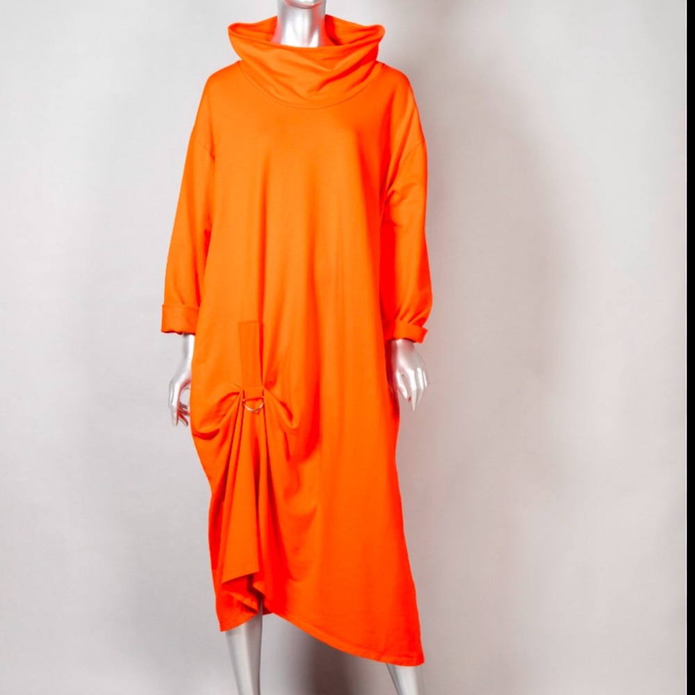 Giuseppa Collection orange avante garde midi dress